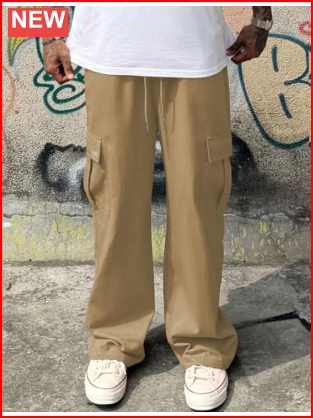 Men's Cargo Joggers Cotton Twill Drawstring Casual Pants Hiking